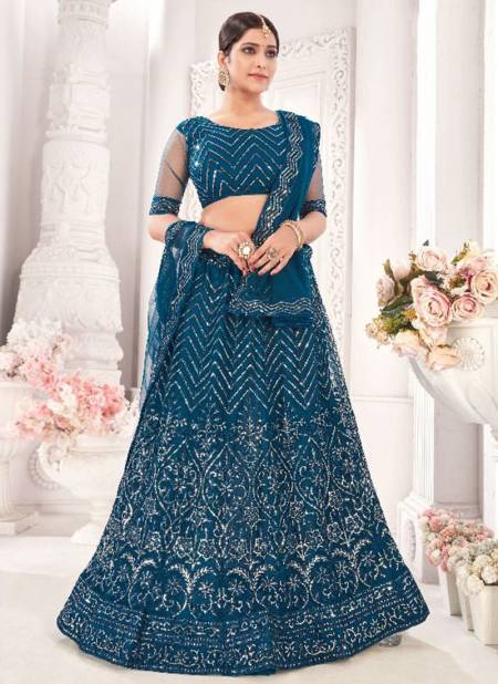Teal Blue Colour VARNI ZEEYA NOOR Wedding Wear Heavy New Lahenga Choli Collection 3001